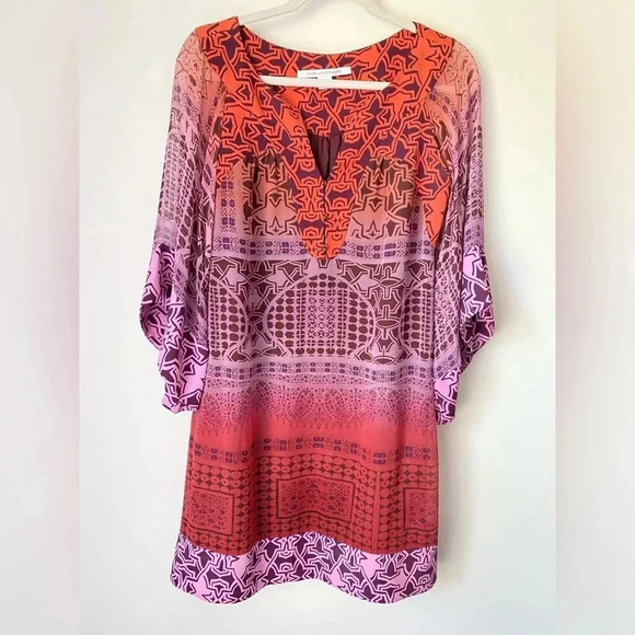 Diane Von Furstenberg Dress Women’s 4 Silk Tanaka Tunic Tapestry - Picture 2 of 11